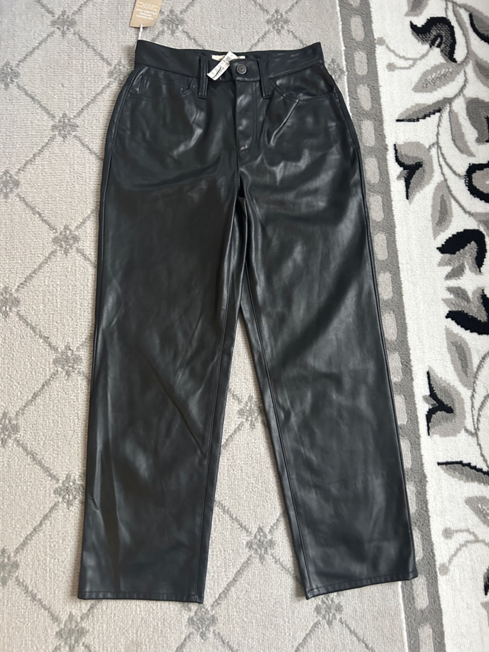 Madewell Black Faux Leather Perfect Vintage Straight Jean